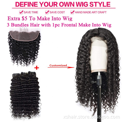 Cuticle Aligned Deep Wave Human Hair Weaves Wholesale 10A 10A+ Grade Unprocessed Virgin Human  Hair Bundles Vendors